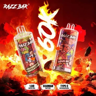 Cigarrillo electrónico-desechable Razz Bar 60000|60.000 caladas, la mejor opc...